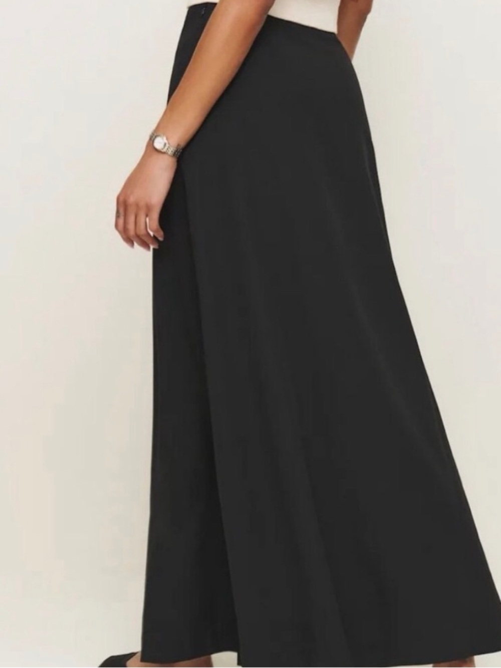 NWT Andi Reformation Black Maxi Skirt with Front Snap Detail - Picture 2 of 3